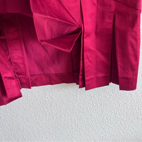 Bebe Y2K Women’s Sleek Red Satin Kick Hem Pleated Pencil Skirt - Picture 4 of 13